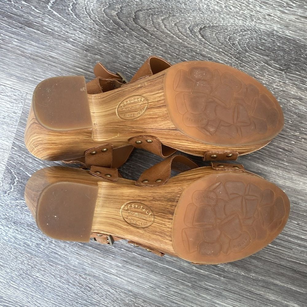 Kork-Ease Tan Leather Platform Sandals Sz 10 Straps Boho Coastal Beach Vacation - Picture 5 of 12